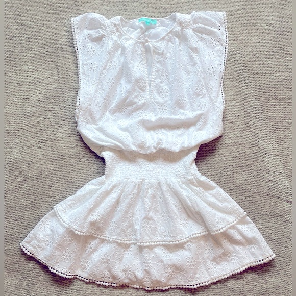 Melissa Odabash Keri Cover-Up Eyelet Mini Dress White Small - Picture 1 of 6